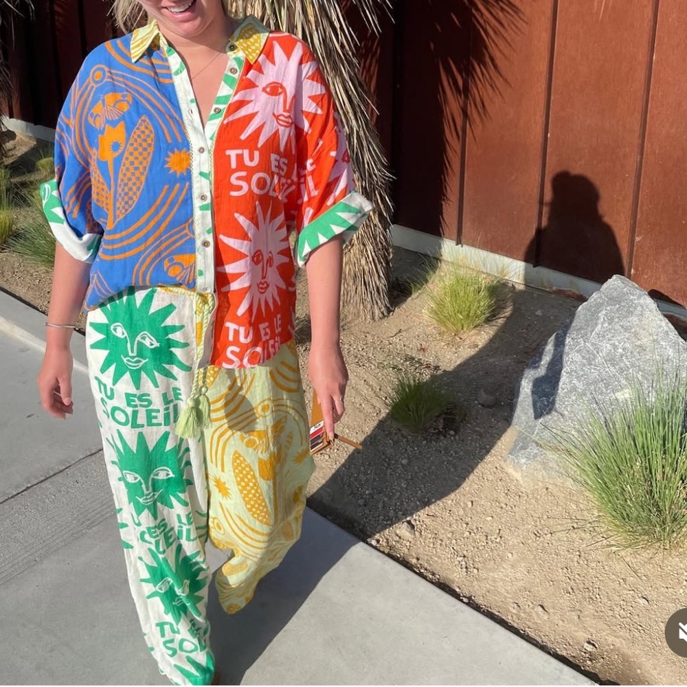 Colorful Graphic Button-Up Shirt